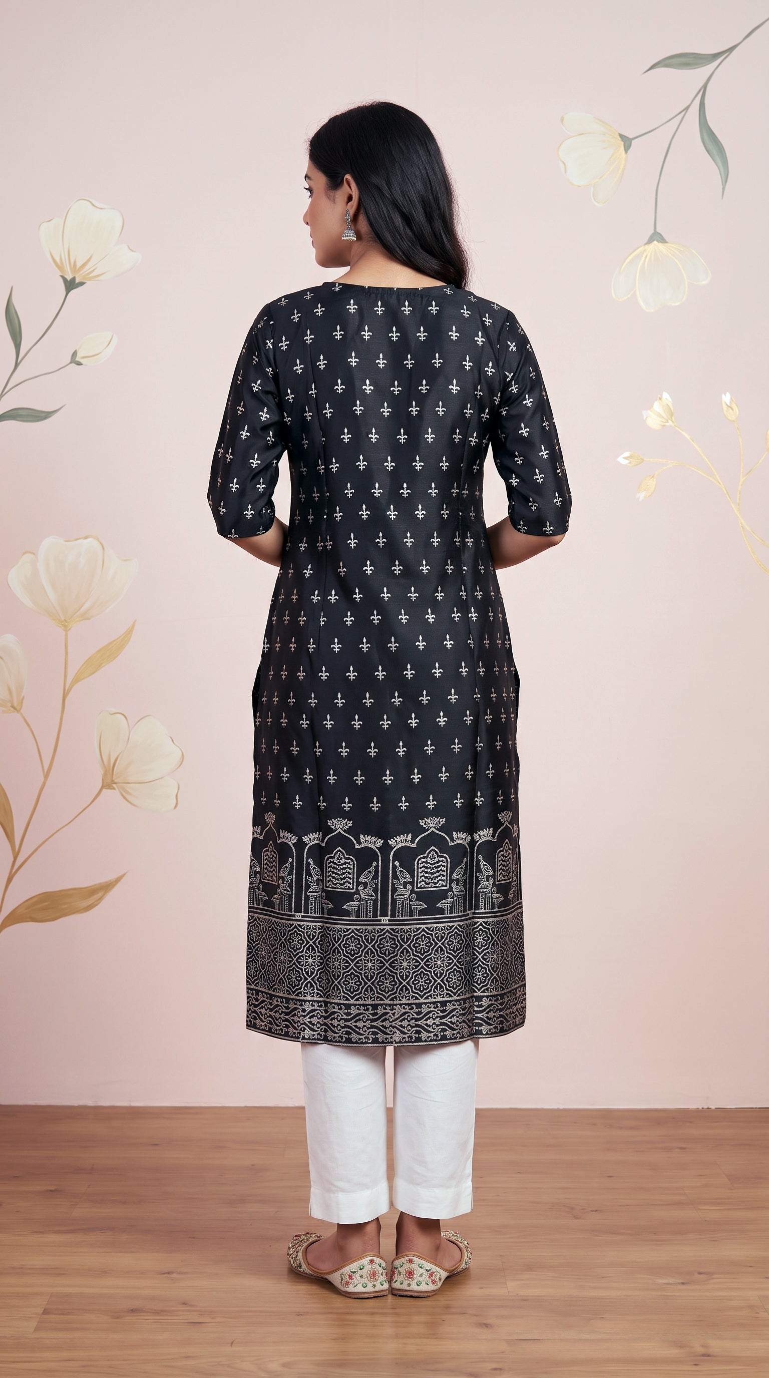 Paneri Embroidery Sillk Ethnic Printed Straight Kurti