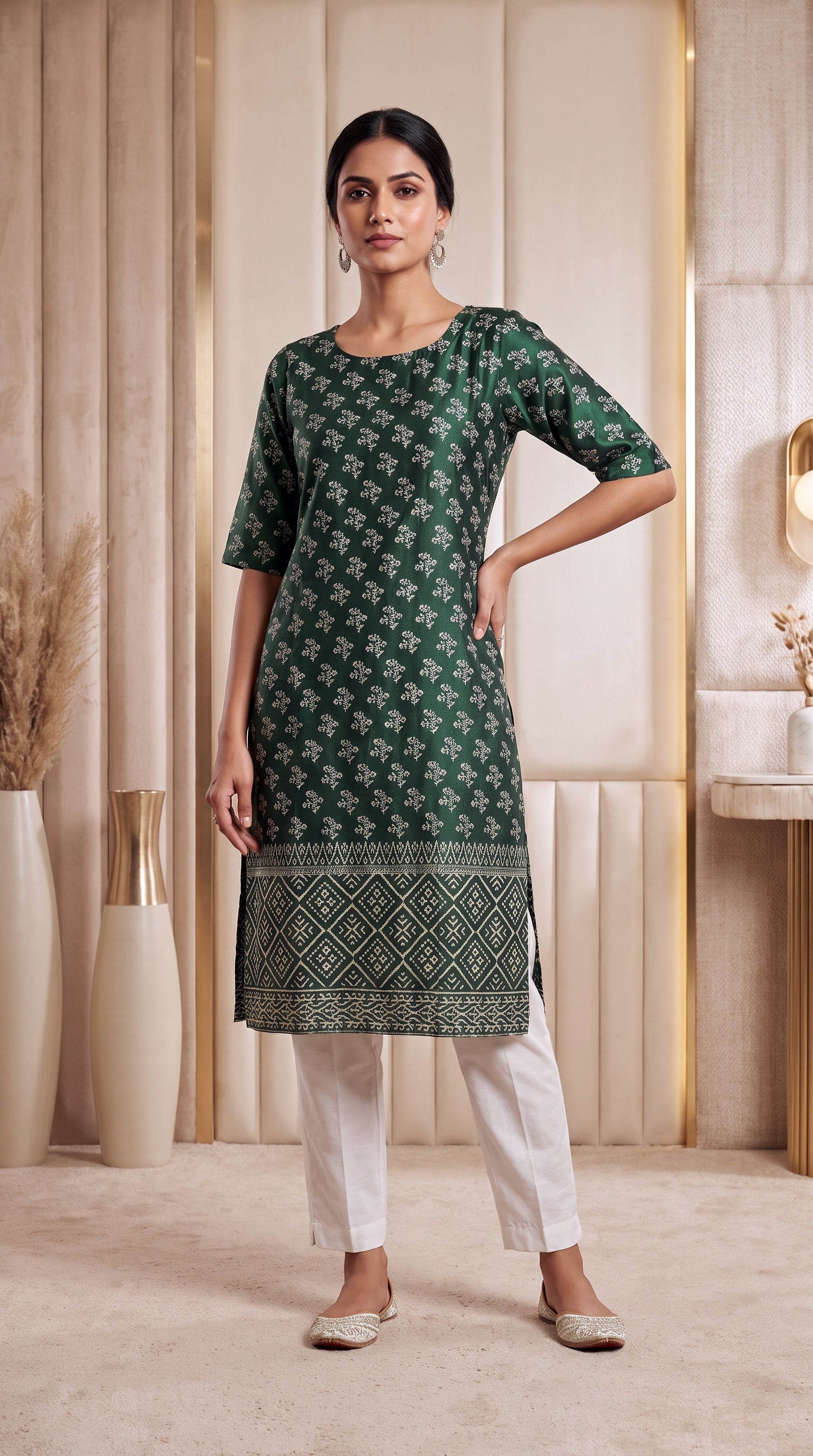 Paneri Embroidery Sillk Ethnic Printed Straight Kurti