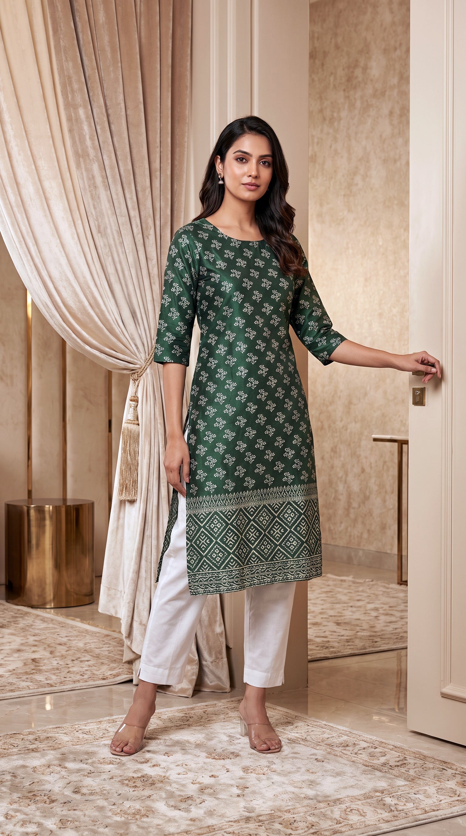 Paneri Embroidery Sillk Ethnic Printed Straight Kurti