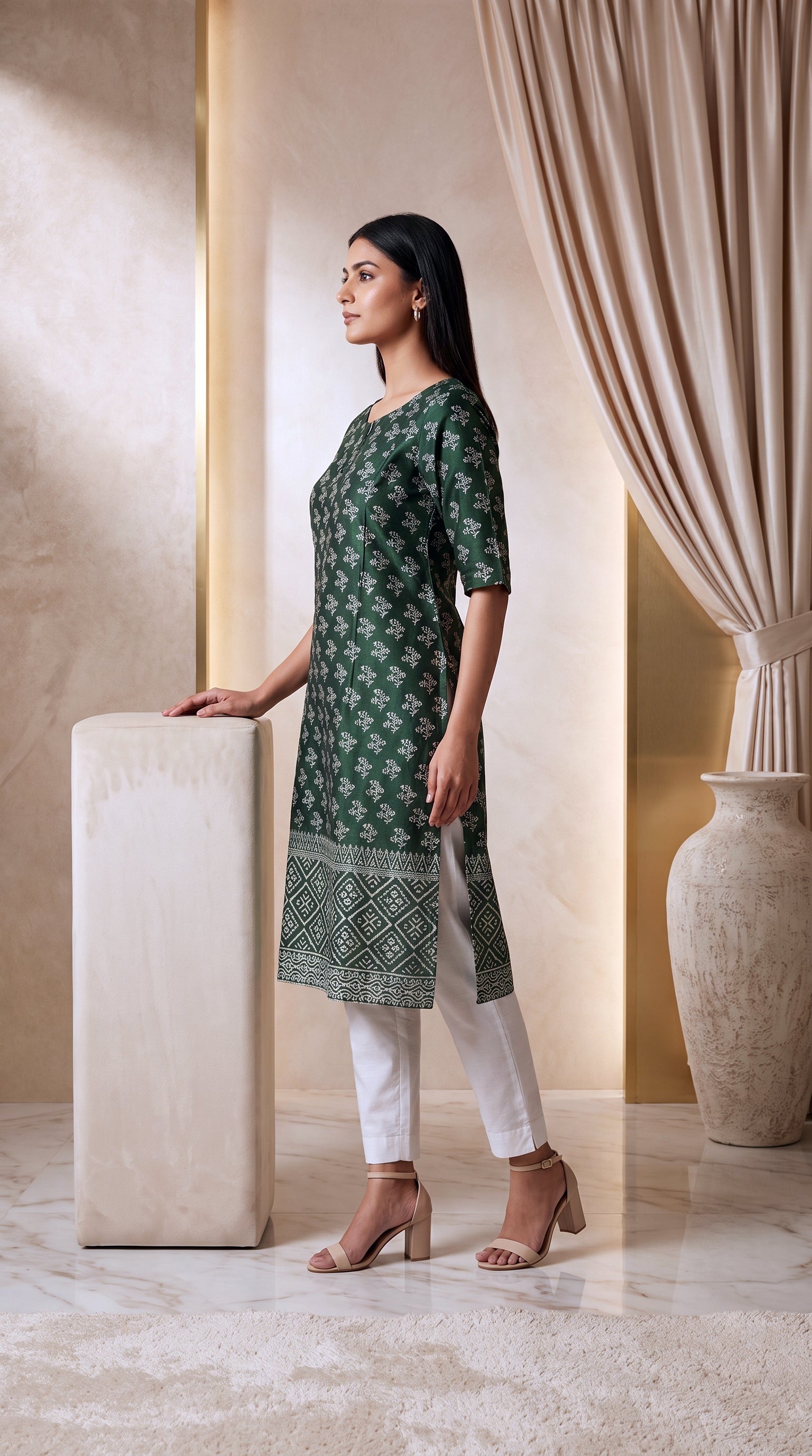 Paneri Embroidery Sillk Ethnic Printed Straight Kurti