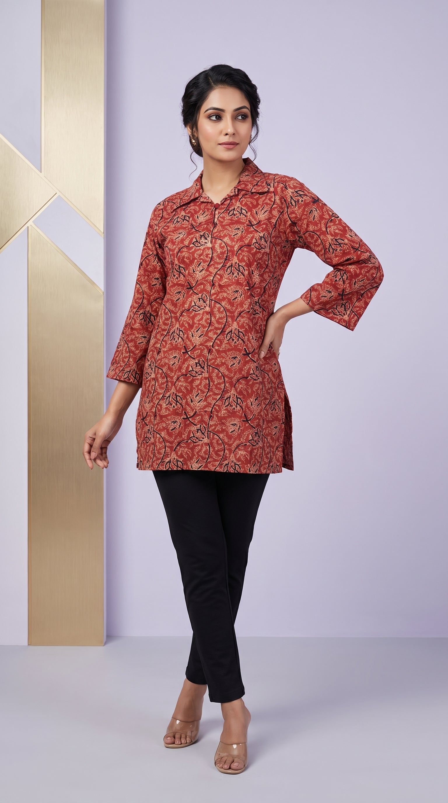 PANERI EMBROIDERY Kalamkari Heritage Printed Short Kurti