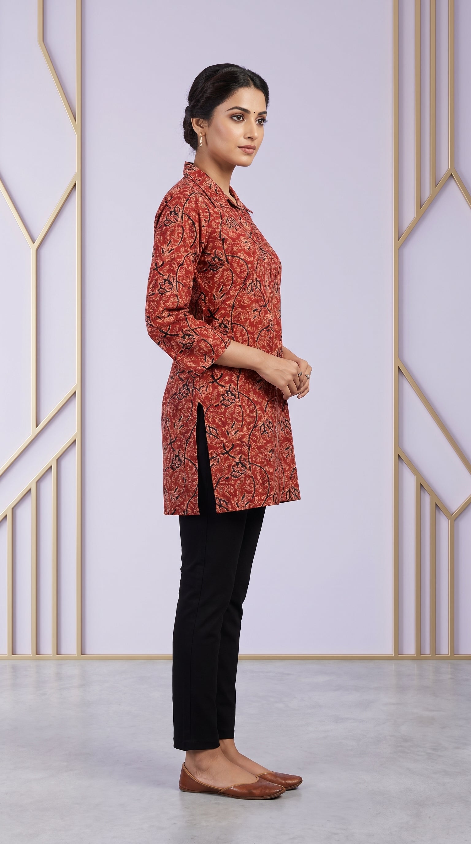 PANERI EMBROIDERY Kalamkari Heritage Printed Short Kurti