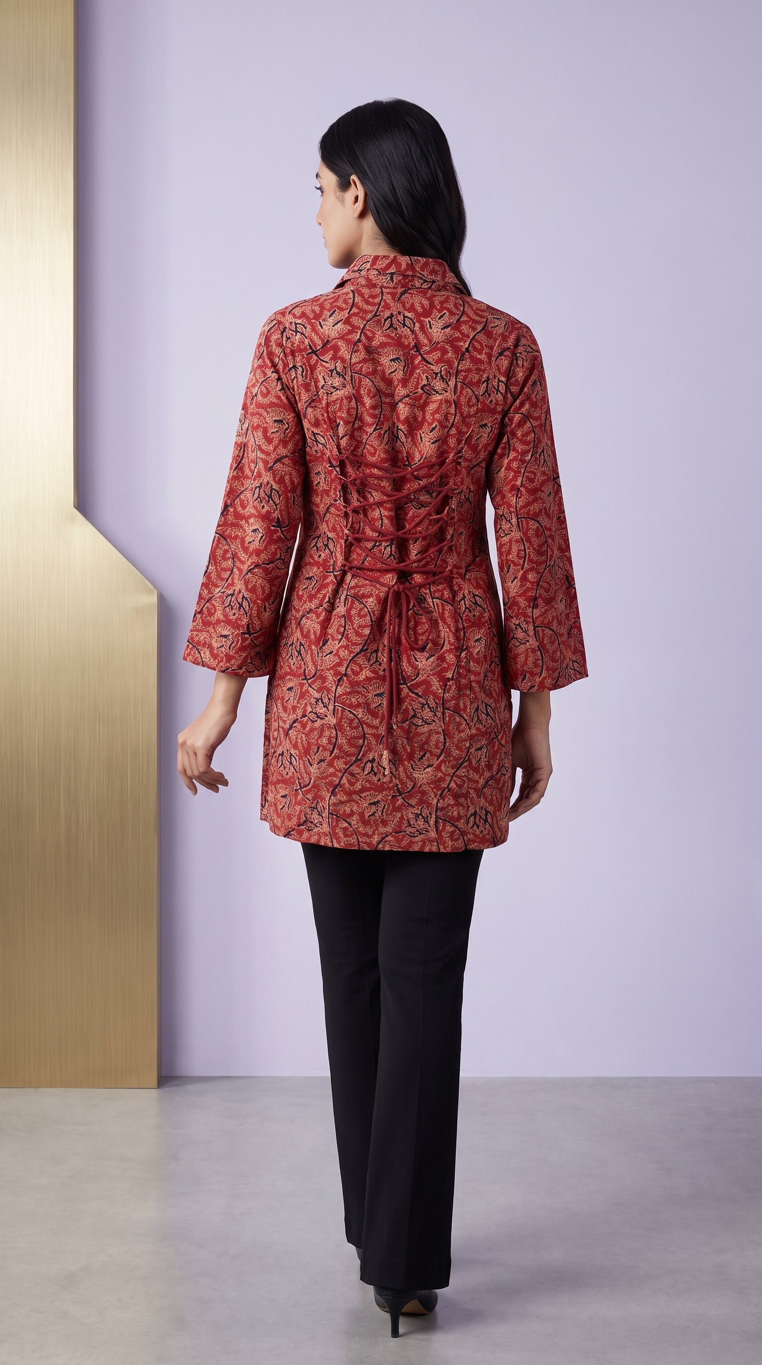 PANERI EMBROIDERY Kalamkari Heritage Printed Short Kurti