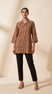 PANERI EMBROIDERY Kalamkari Heritage Printed Short Kurti