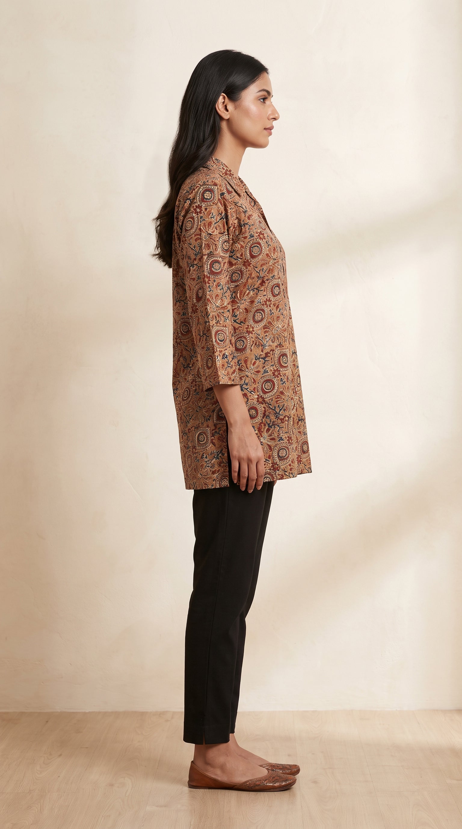 PANERI EMBROIDERY Kalamkari Heritage Printed Short Kurti