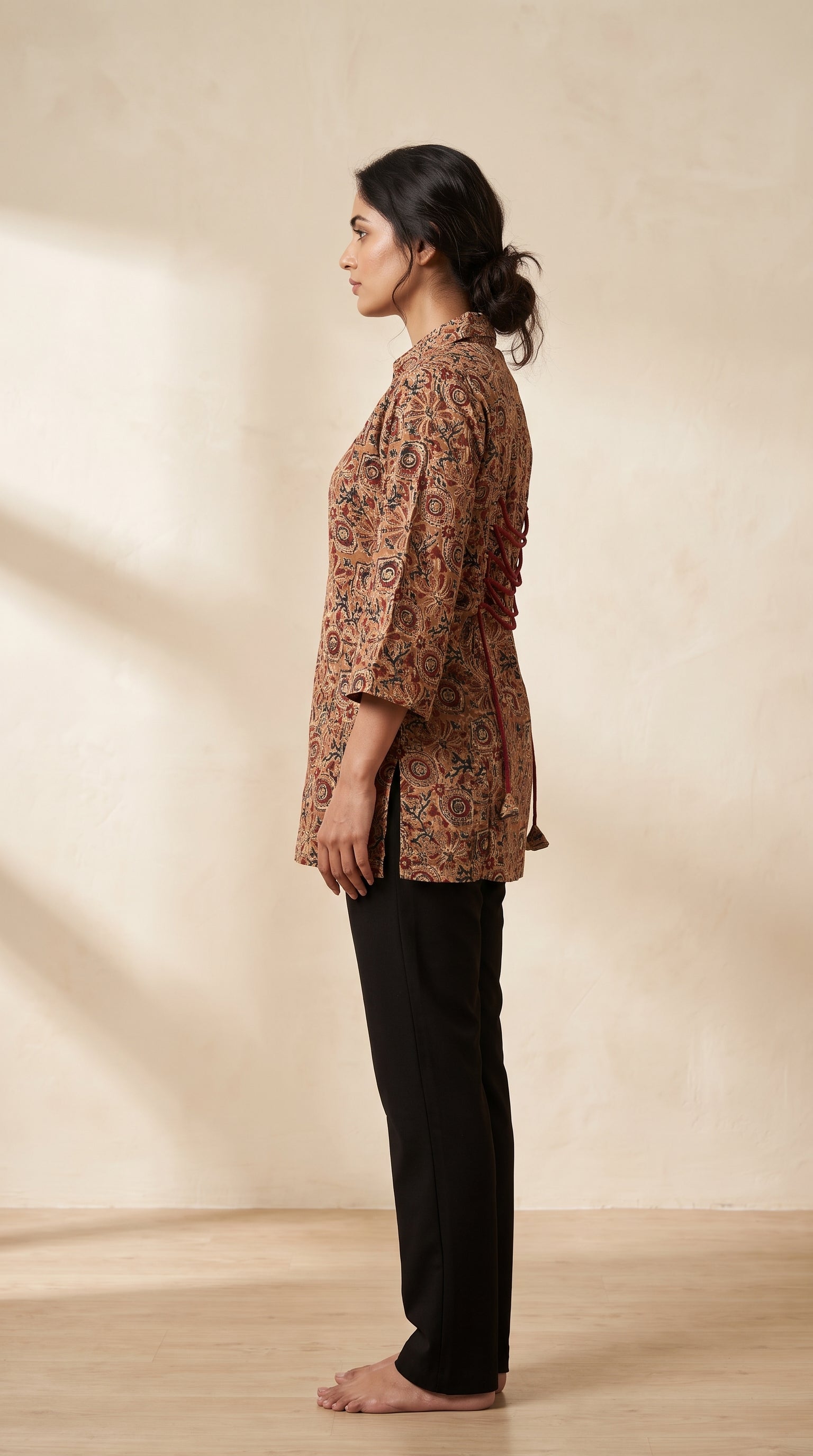 PANERI EMBROIDERY Kalamkari Heritage Printed Short Kurti