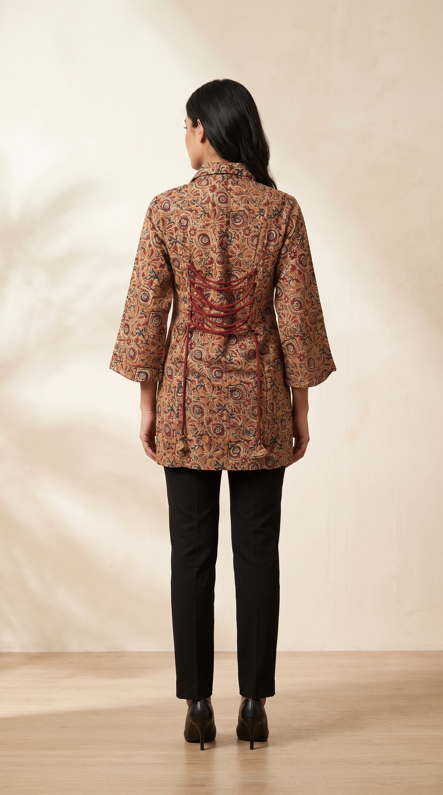 PANERI EMBROIDERY Kalamkari Heritage Printed Short Kurti