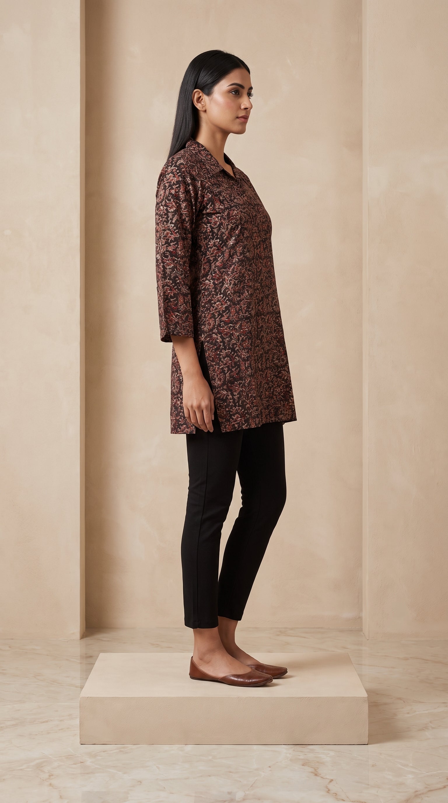 PANERI EMBROIDERY Kalamkari Heritage Printed Short Kurti