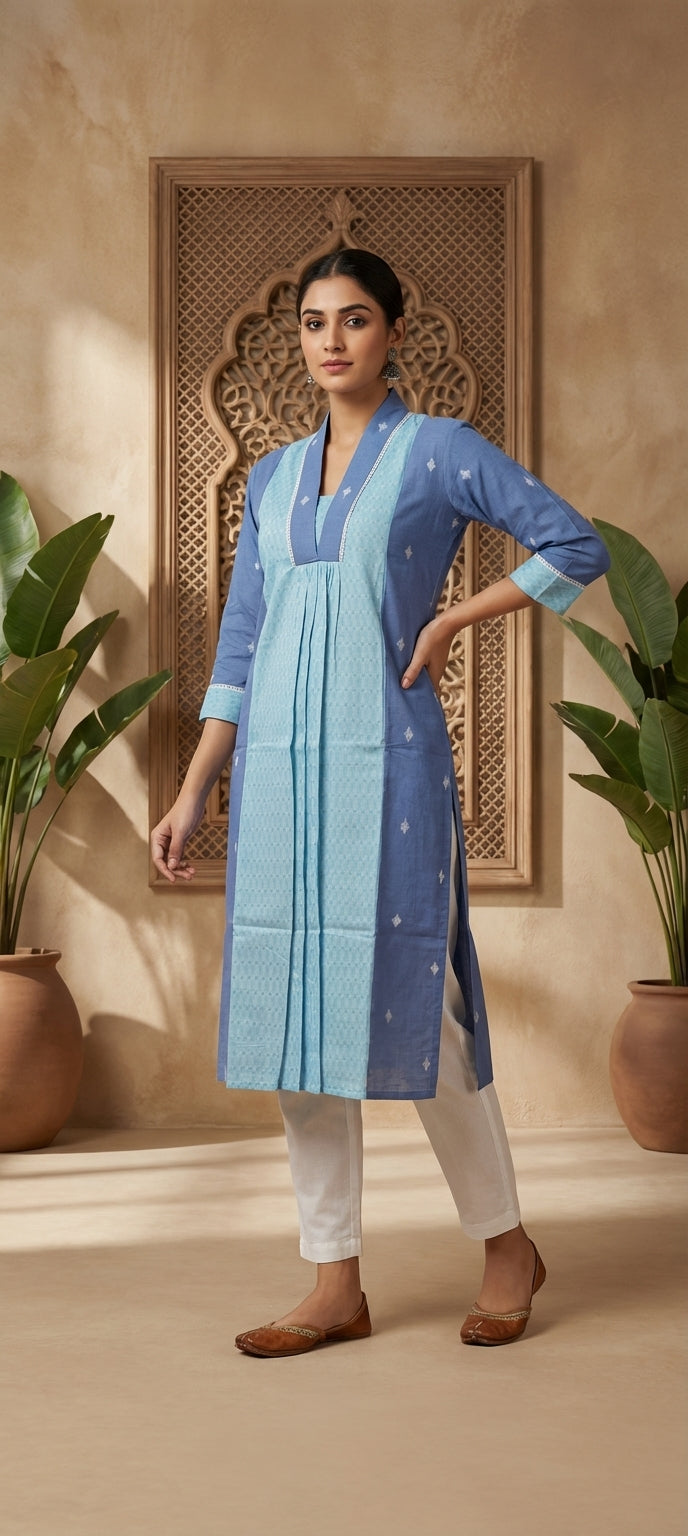 Ethnic Thread Design Work Cotton Long Kurti