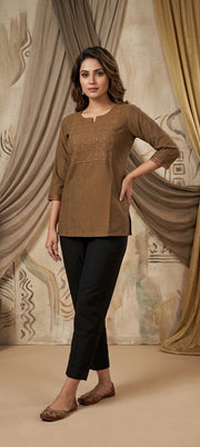 Ethnic Charm Mirror & Thread Embroidery Short Kurti