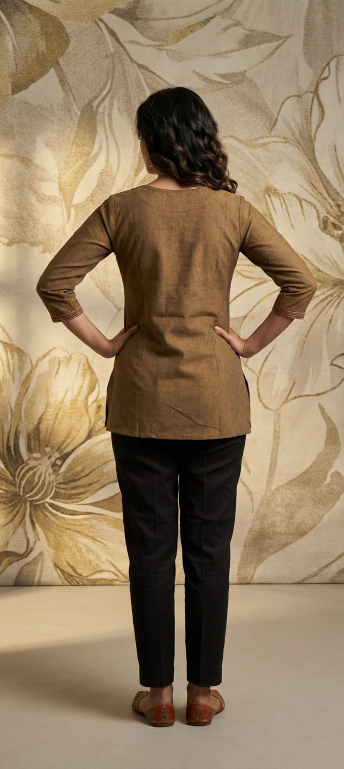 Ethnic Charm Mirror & Thread Embroidery Short Kurti