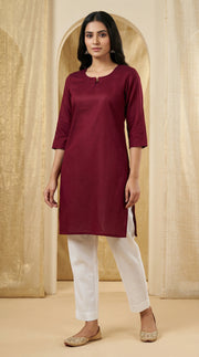 Heritage Look Gaji Silk Kurti – Maroon