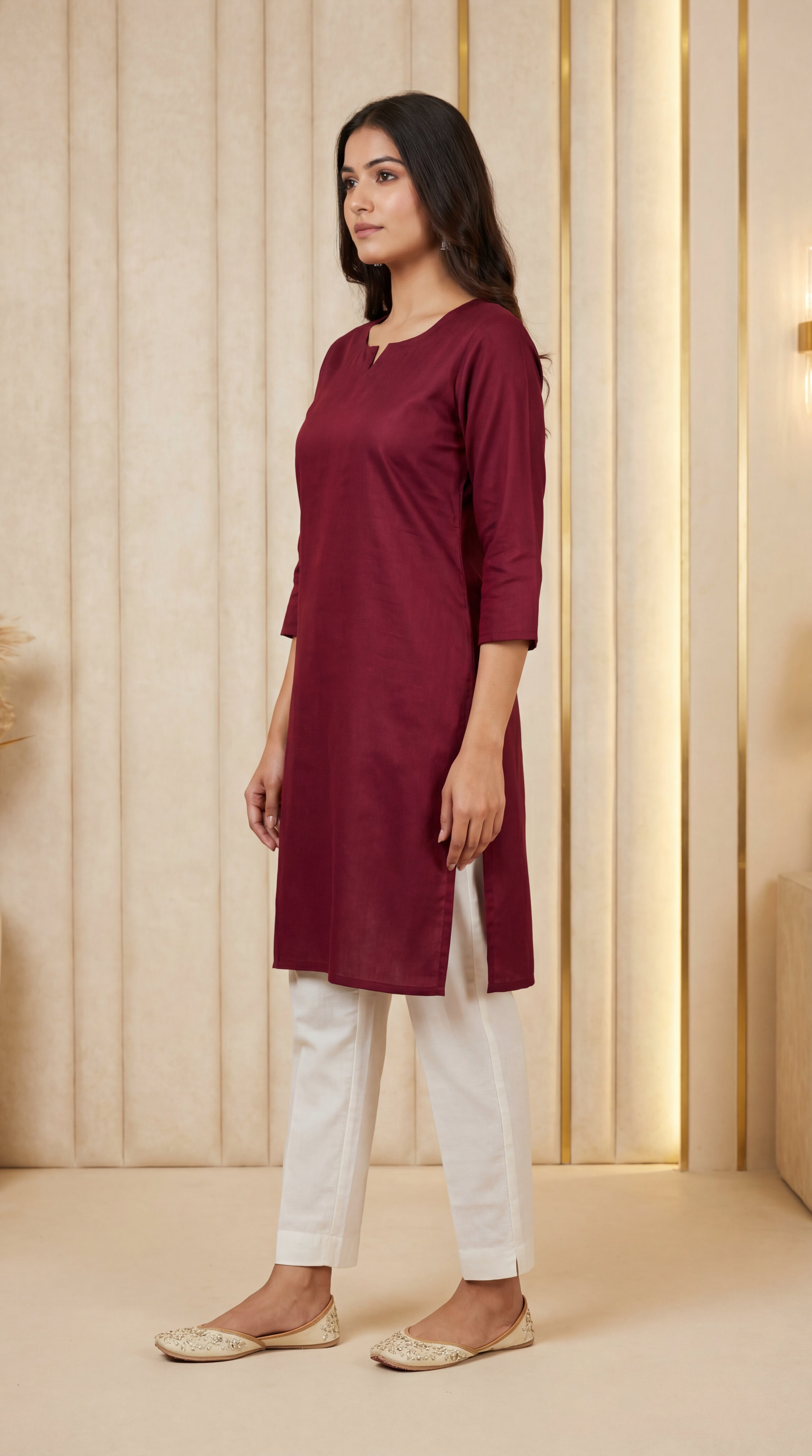 Heritage Look Gaji Silk Kurti – Maroon