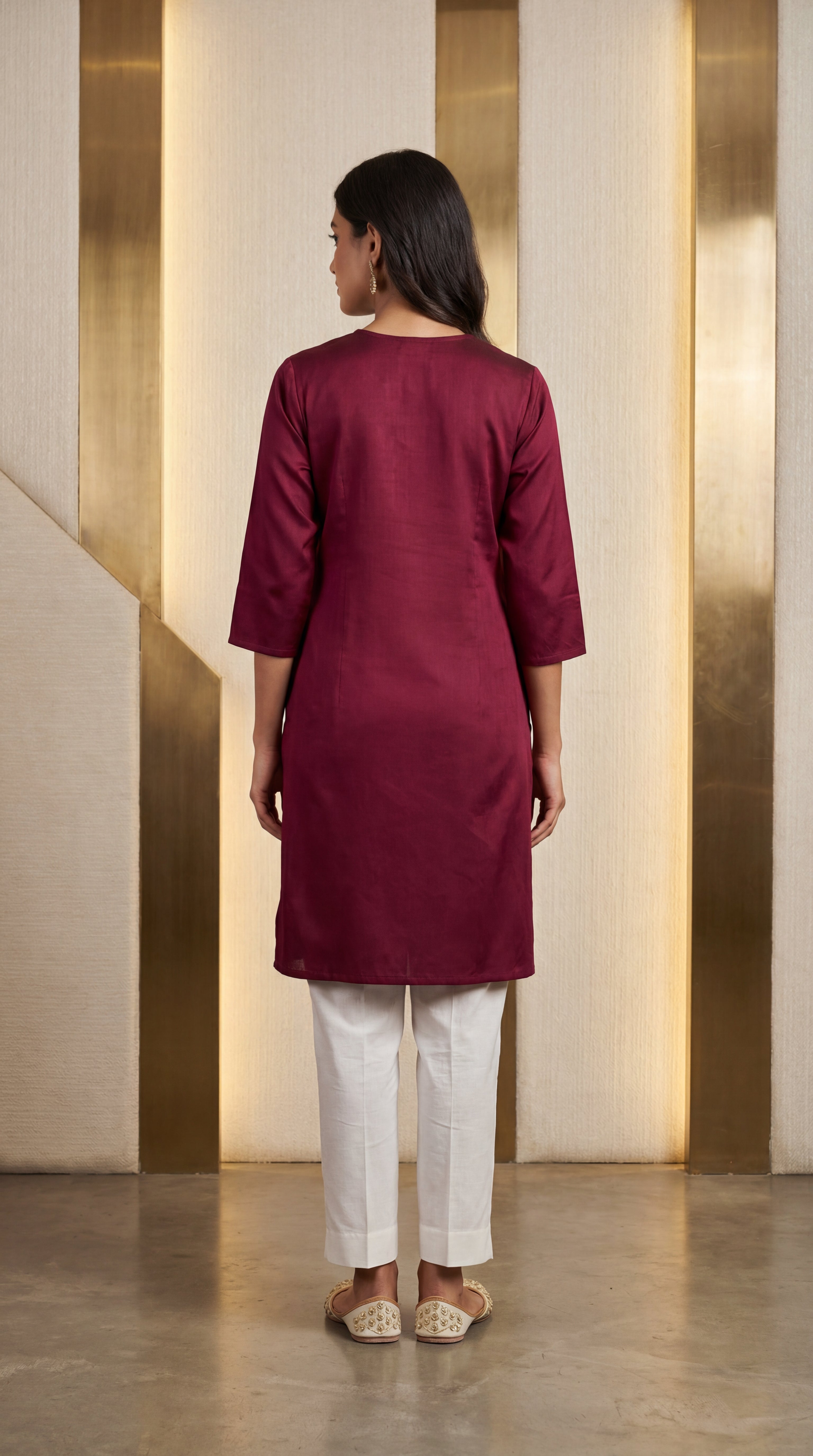 Heritage Look Gaji Silk Kurti – Maroon