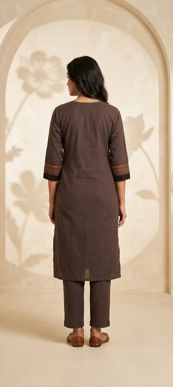 Ethnic Mirror & Thread Embroidery Kurti with Pant Set