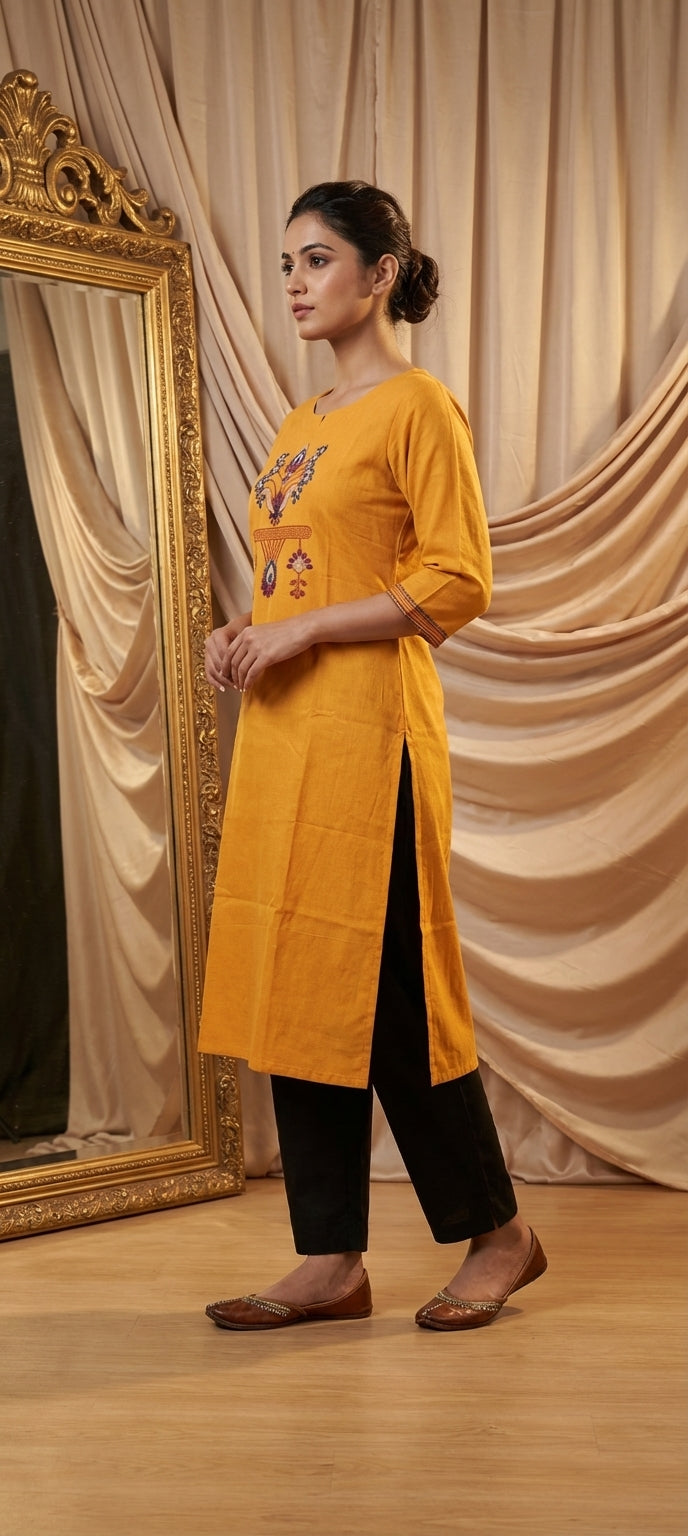 Traditional Front Thread Embroidery Long Kurti