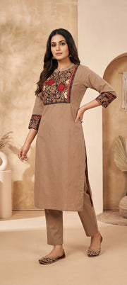 Traditional Embroidered Neck Kurti Pant Co-Ord Set