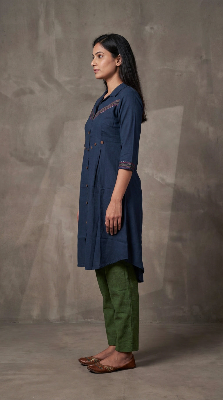 Cotton Collared Neck Casual Kurti