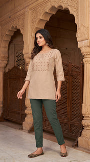PaneriGrace Embroidered Cotton Short Kurti