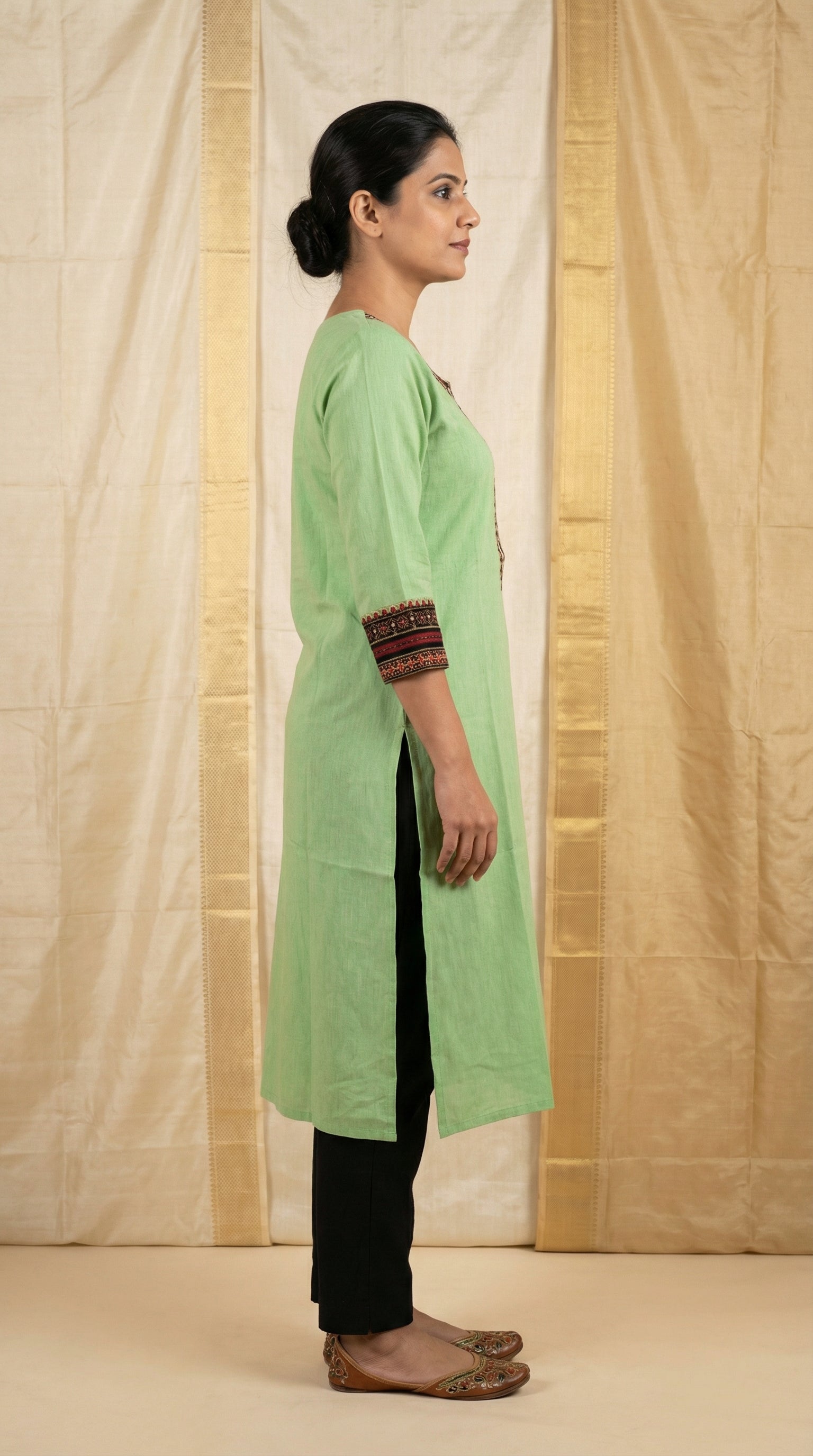 Classic Green Kurti with Traditional Thread Embroidery