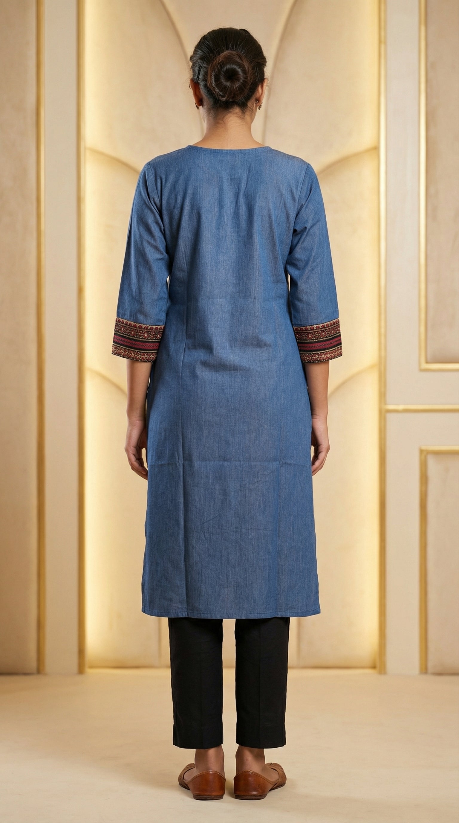 Elegant Embroidered Straight Kurti with Ethnic Neck Work