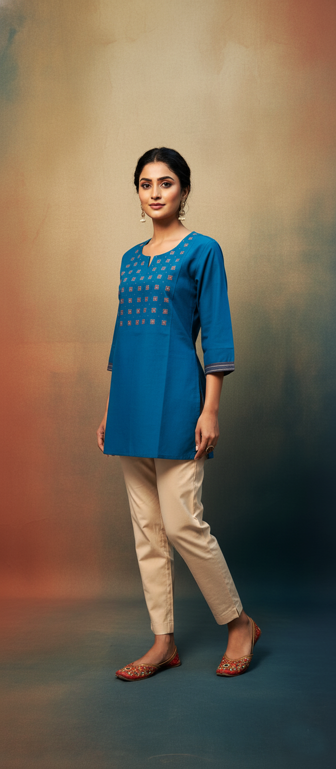 Elegant Threaded Charm Short Kurti