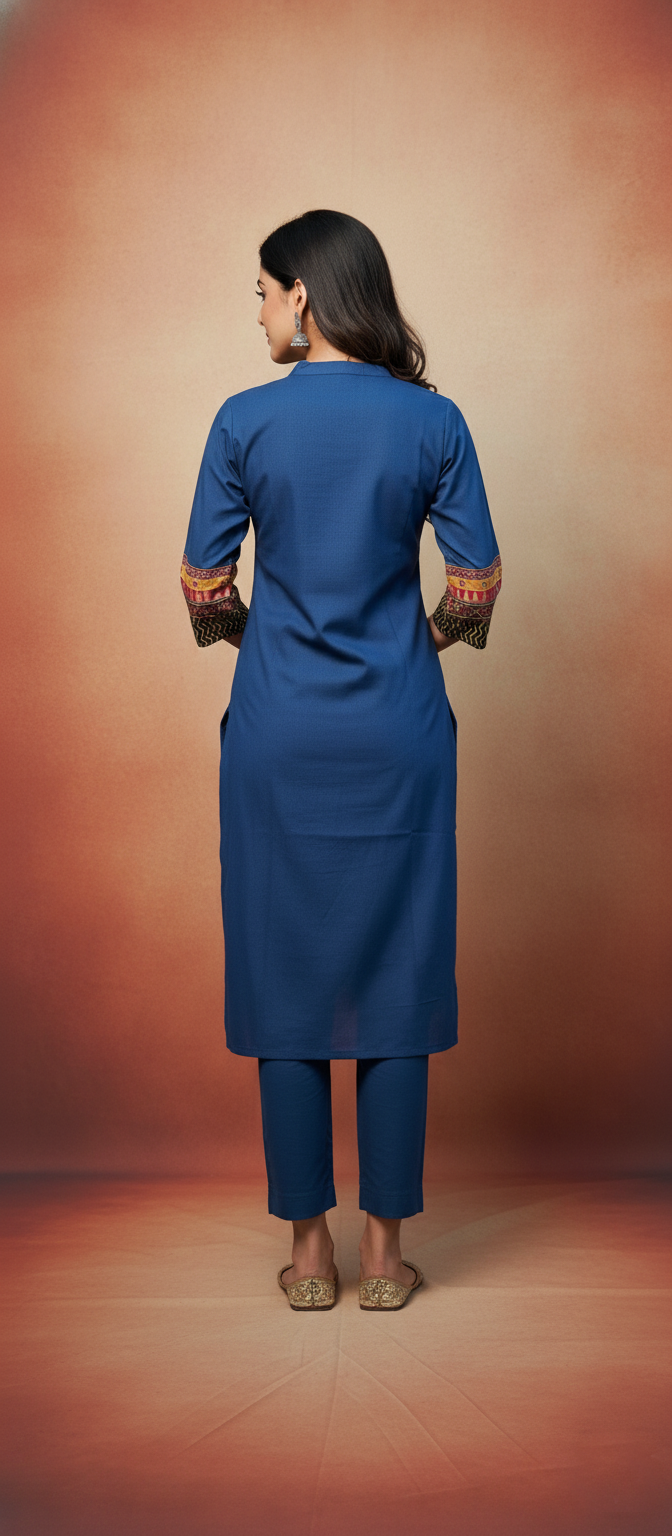 Cotton Embroidery Work Kurti with Pant Set