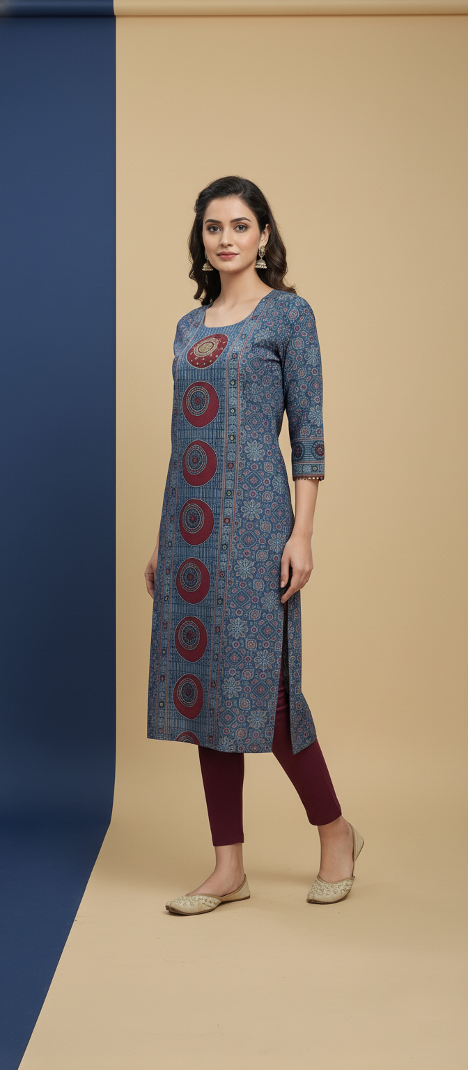 Premium Embroidery Work Ethnic Long Kurti