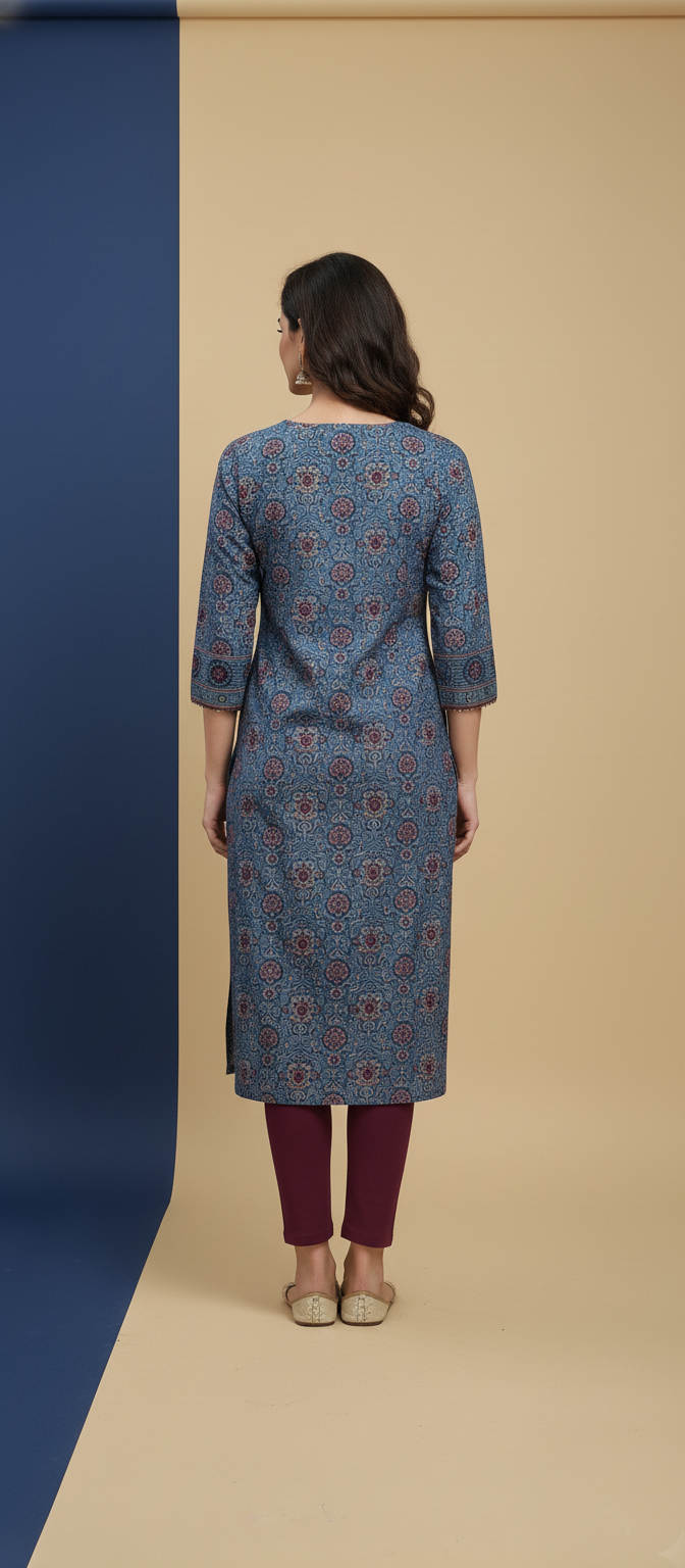 Premium Embroidery Work Ethnic Long Kurti