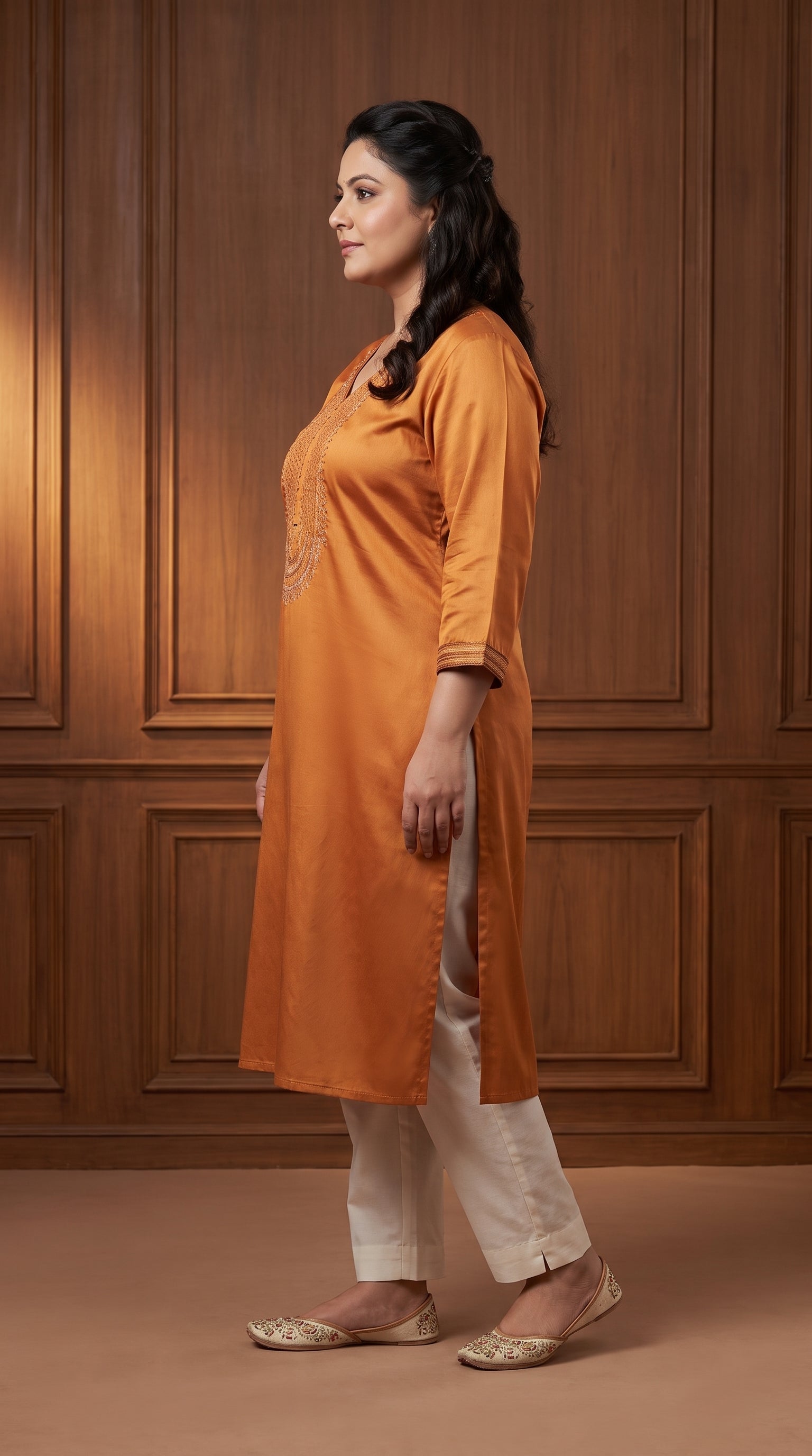 Paneri Embroidery Straight Sillk Kurti