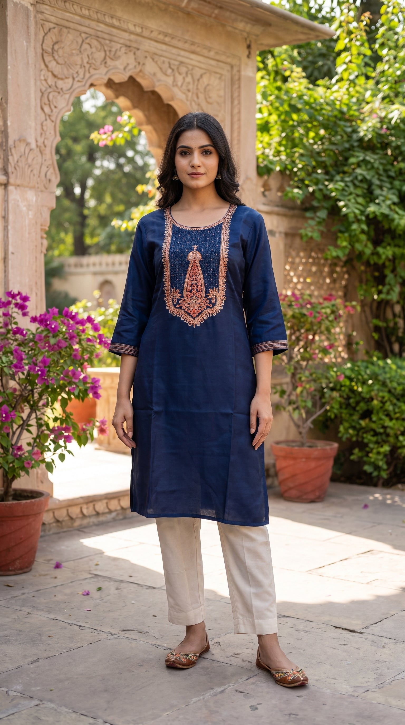 Paneri Embroidery Purple Sillk Kurti