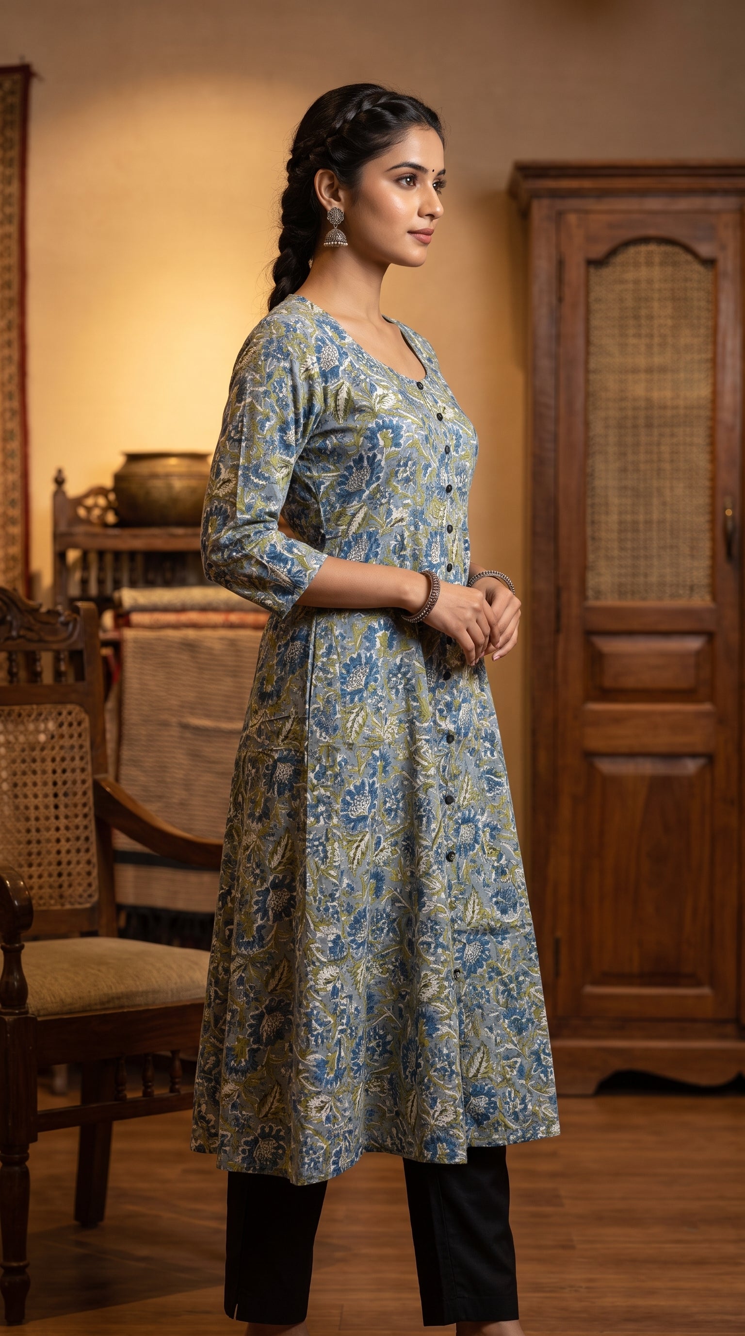 Paneri Embroidery Floral Printed Kurti