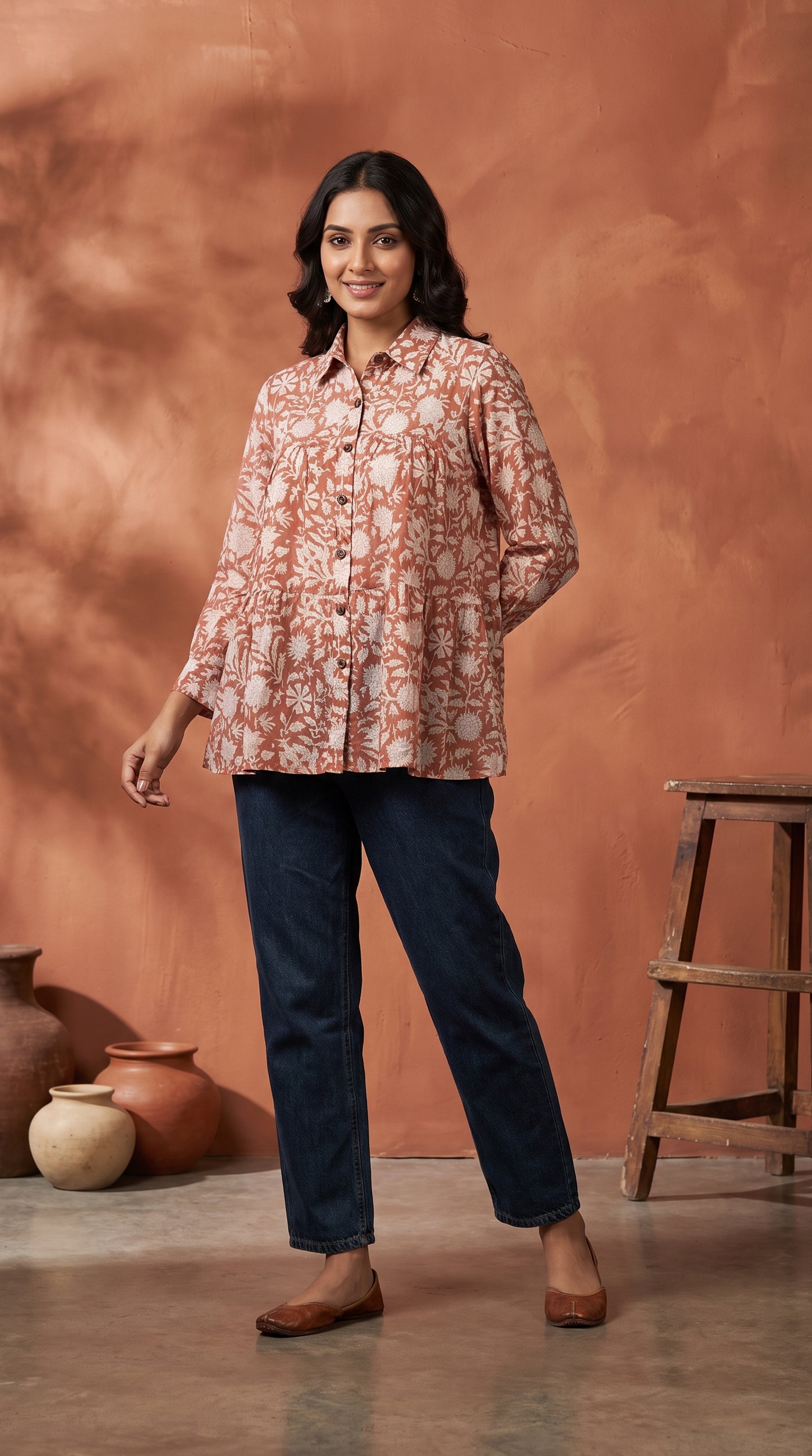PANERI EMBROIDERY Floral Print Short Kurti