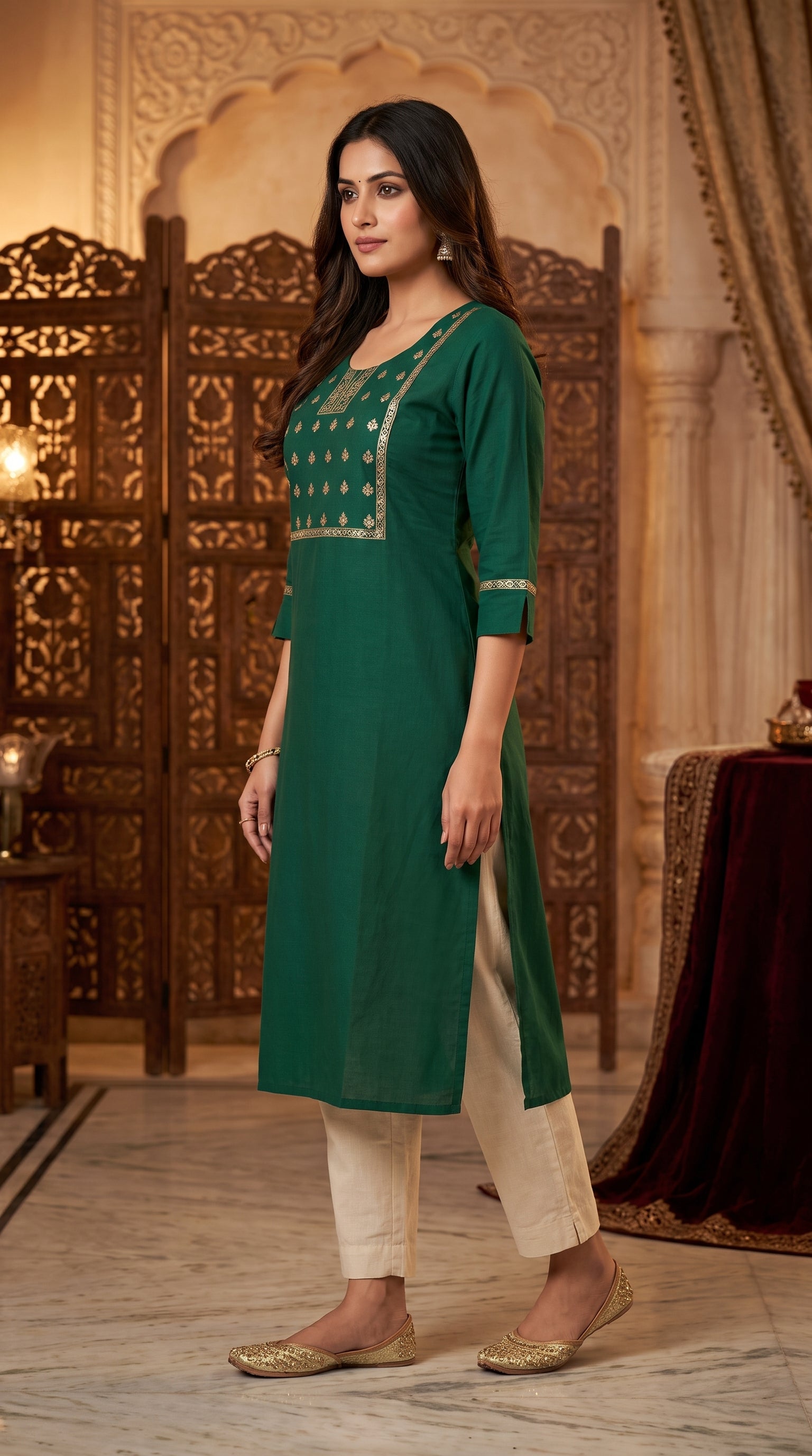 Paneri Elegant Floral Embroidered Straight Kurti