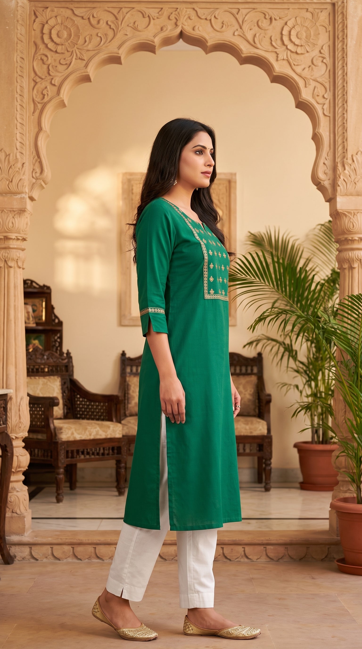 Paneri Elegant Floral Embroidered Straight Kurti