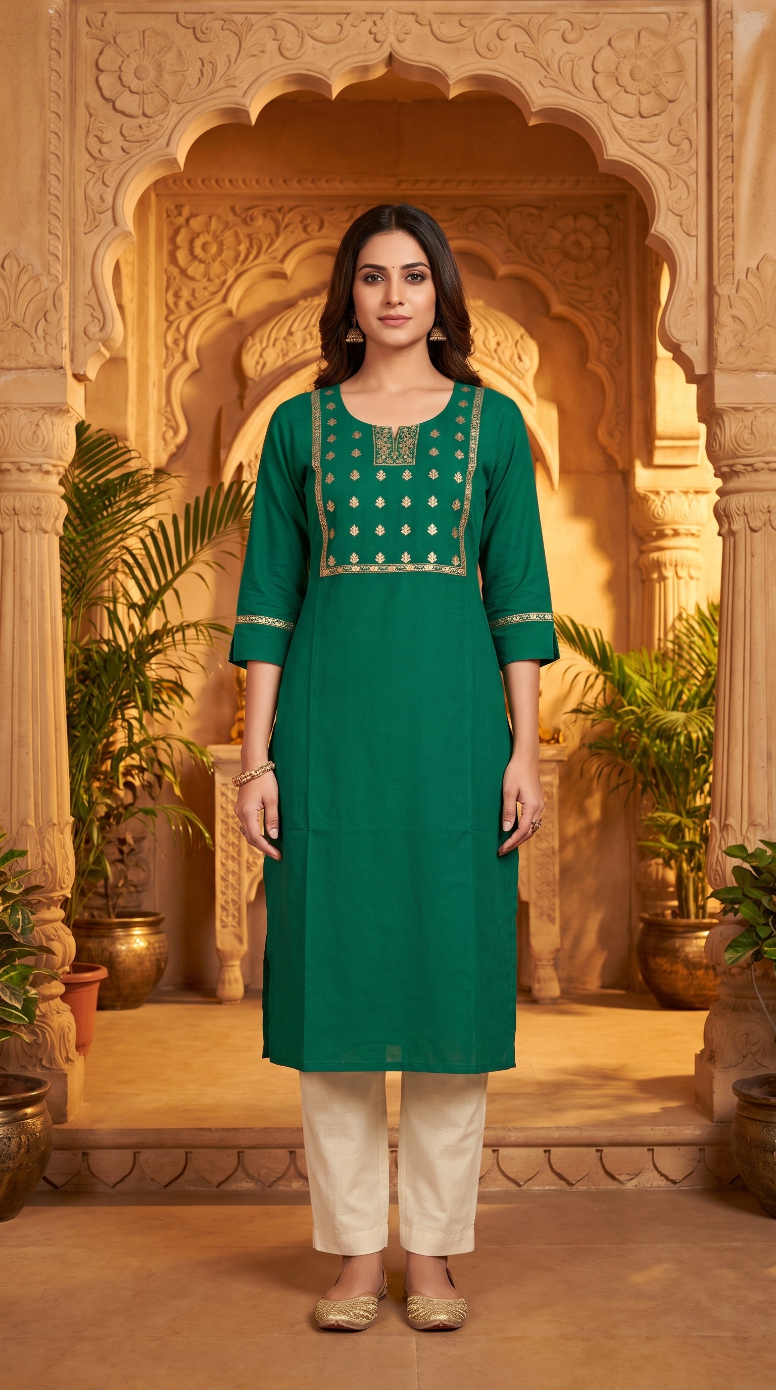 Paneri Elegant Floral Embroidered Straight Kurti