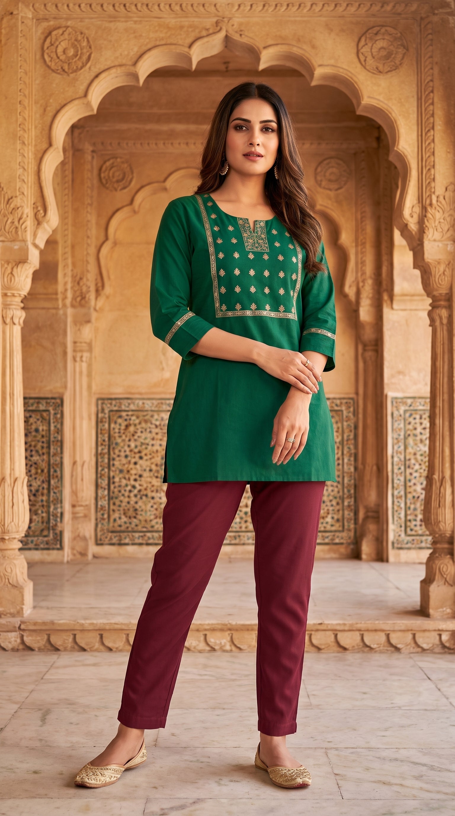PaneriGrace Embroidered Cotton Short Kurti