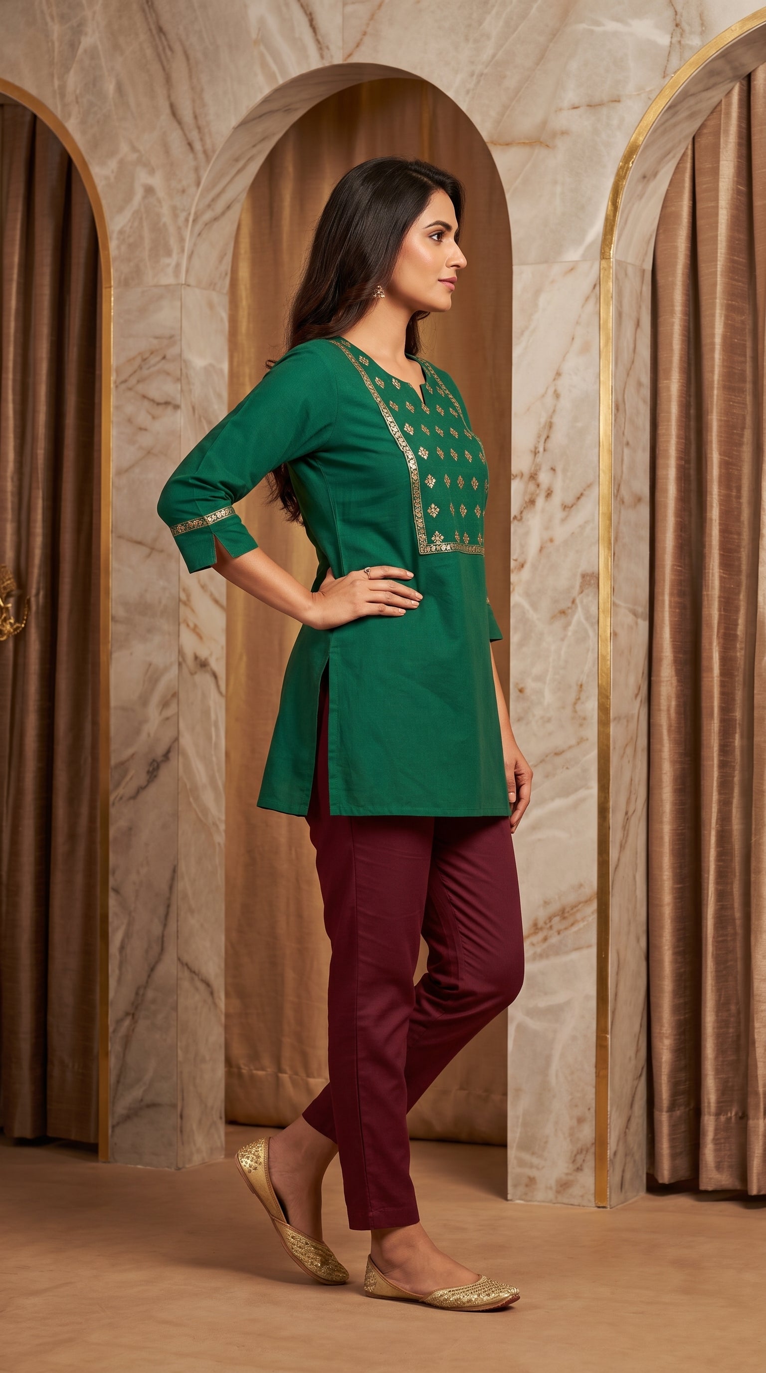 PaneriGrace Embroidered Cotton Short Kurti