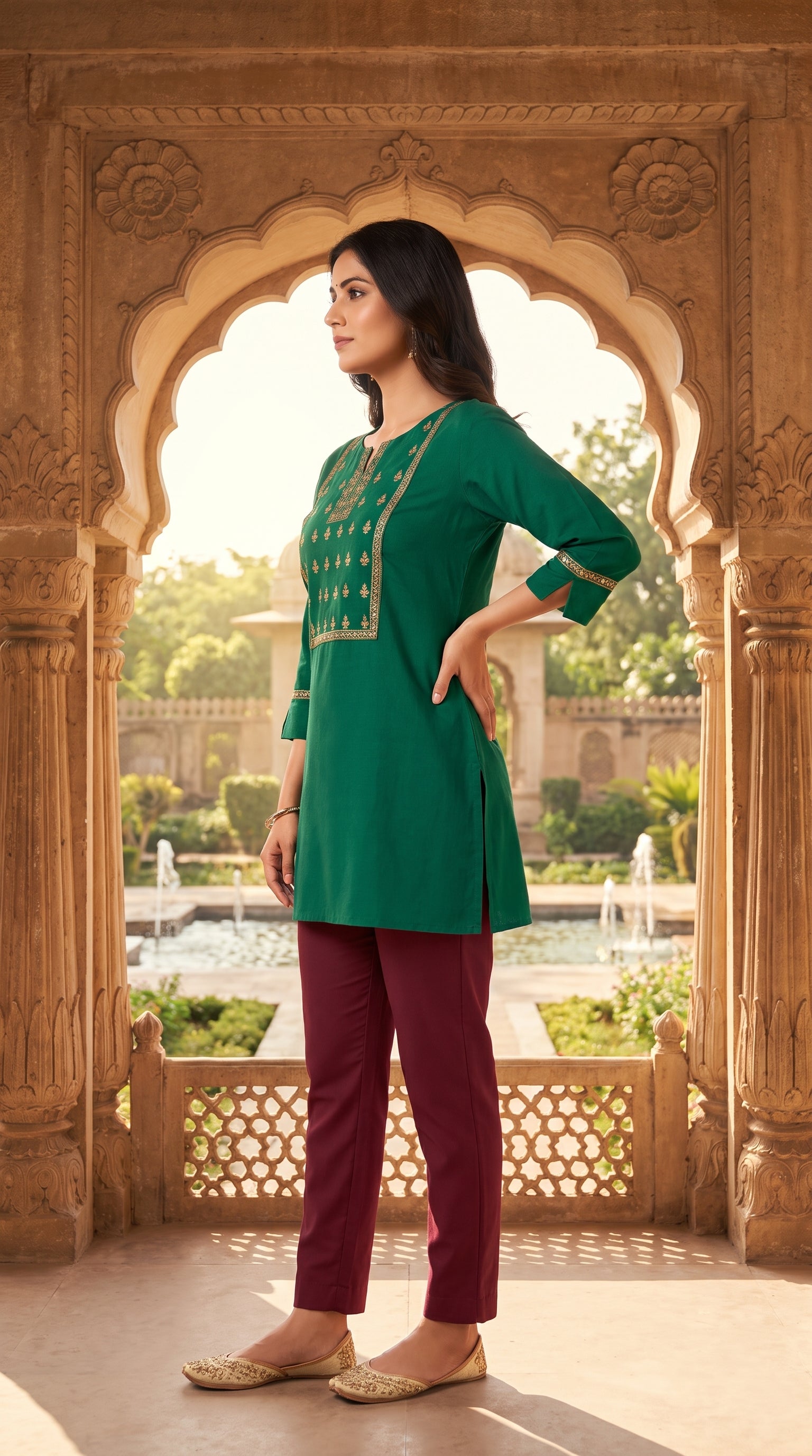 PaneriGrace Embroidered Cotton Short Kurti