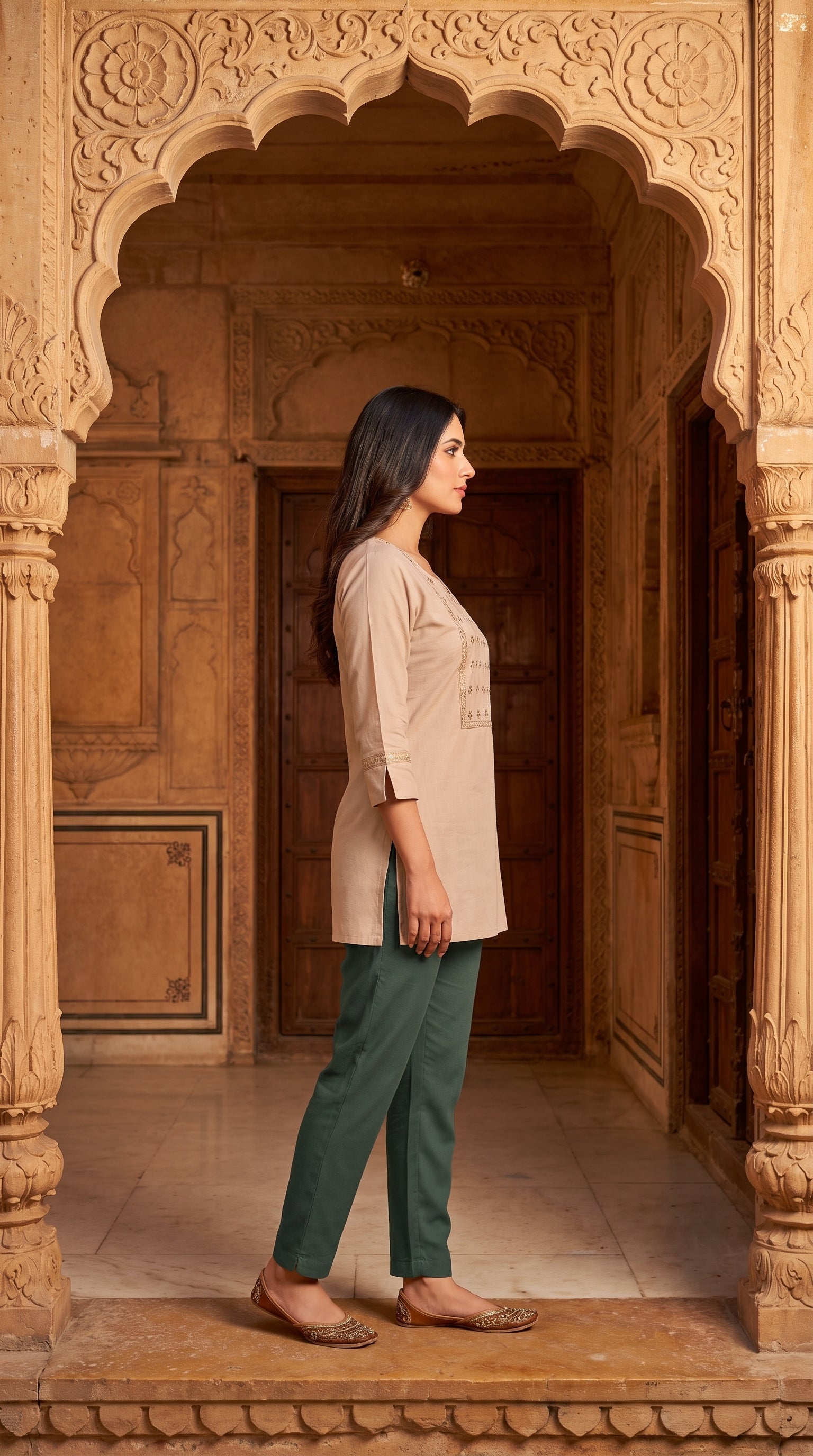 PaneriGrace Embroidered Cotton Short Kurti