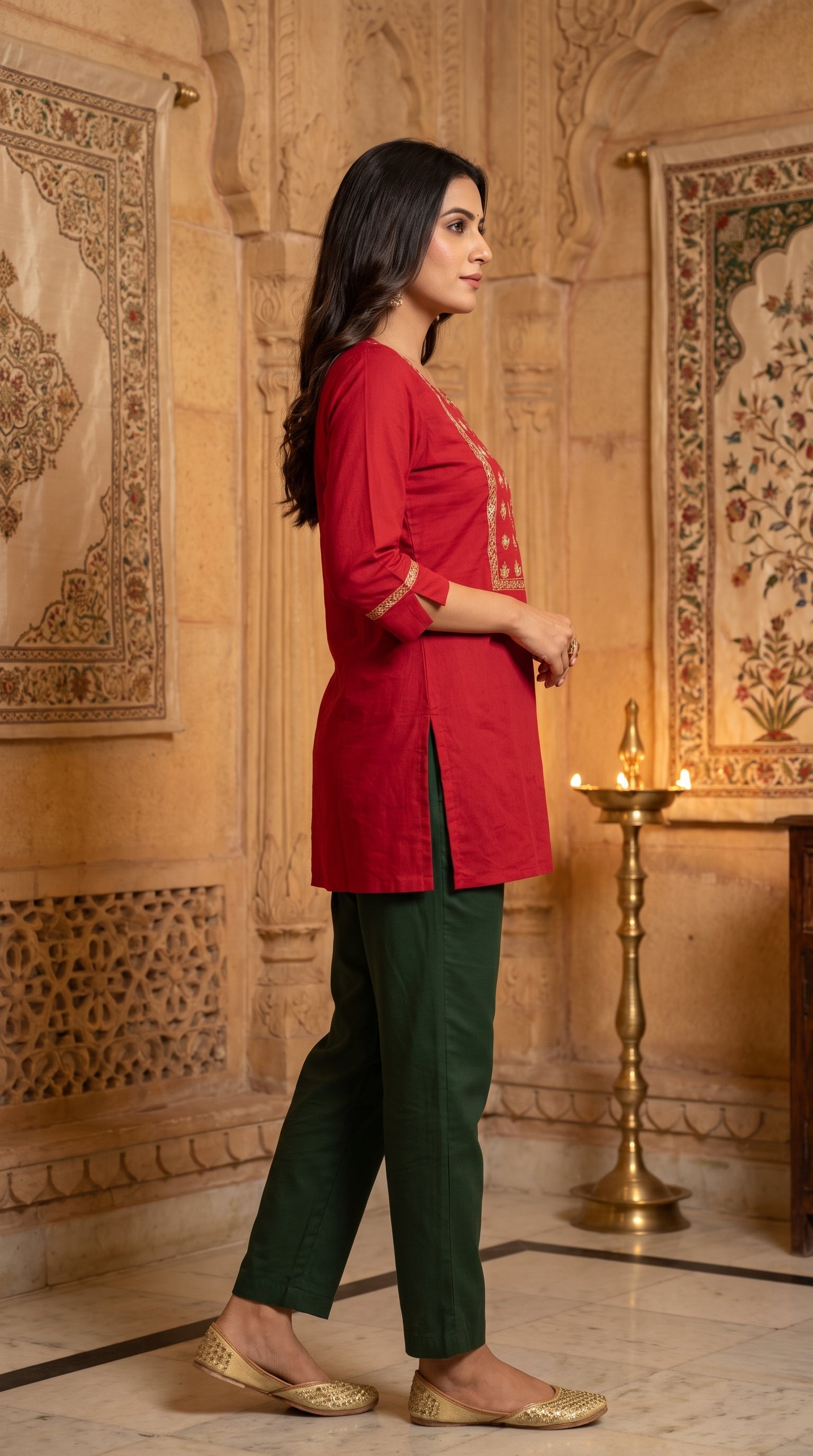 PaneriGrace Embroidered Cotton Short Kurti