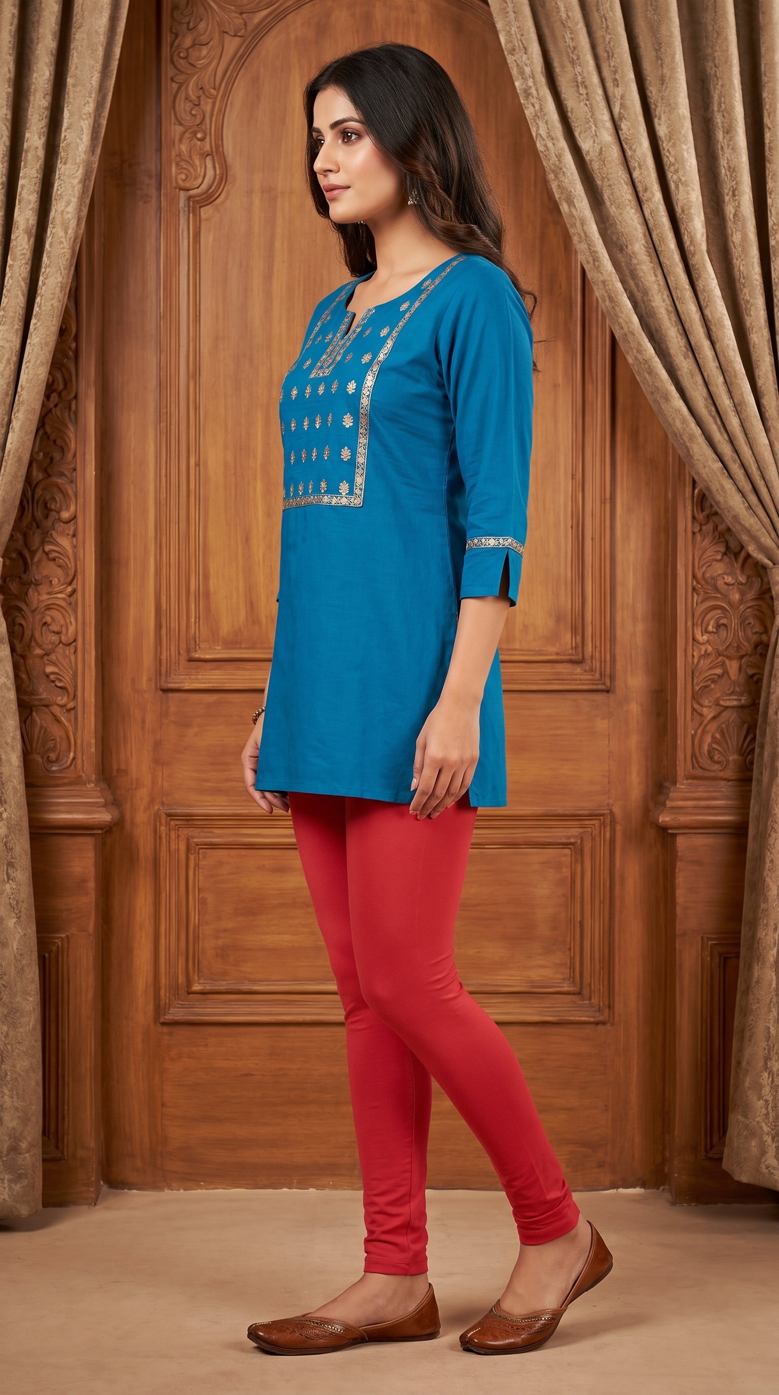 PaneriGrace Embroidered Cotton Short Kurti