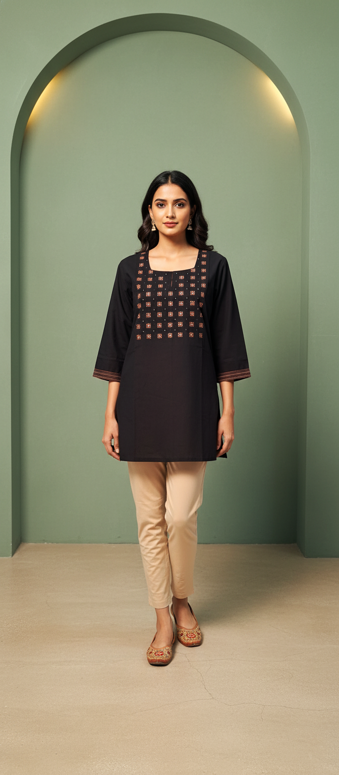 Elegant Threaded Charm Short Kurti