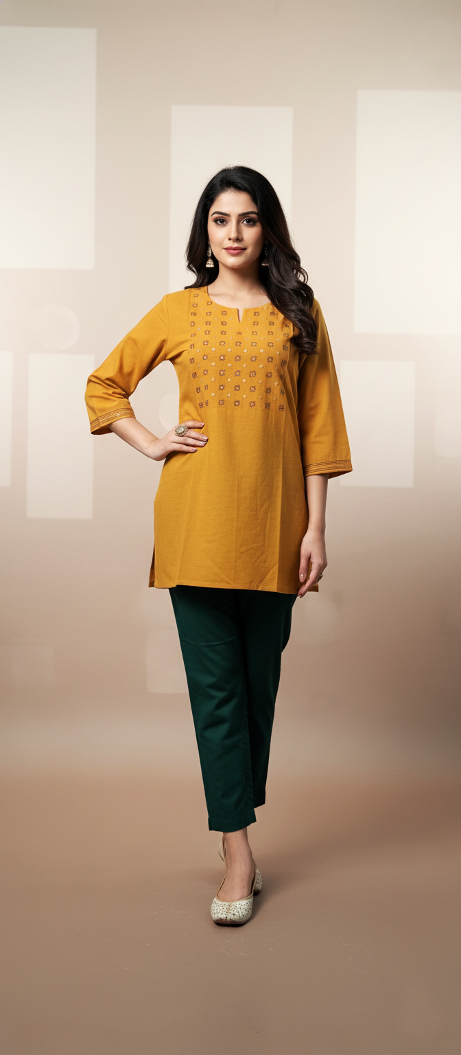 Elegant Threaded Charm Short Kurti