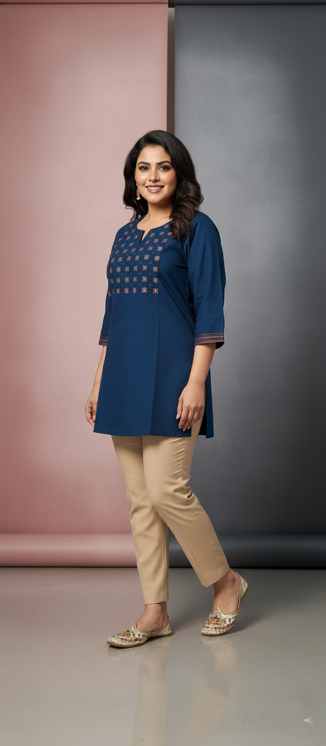 Elegant Threaded Charm Short Kurti