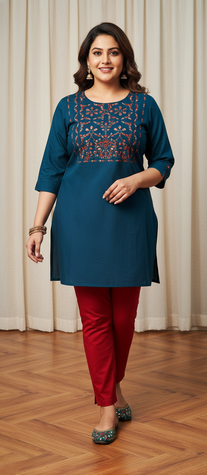 Modern Ethnic Embroidered Short Kurti