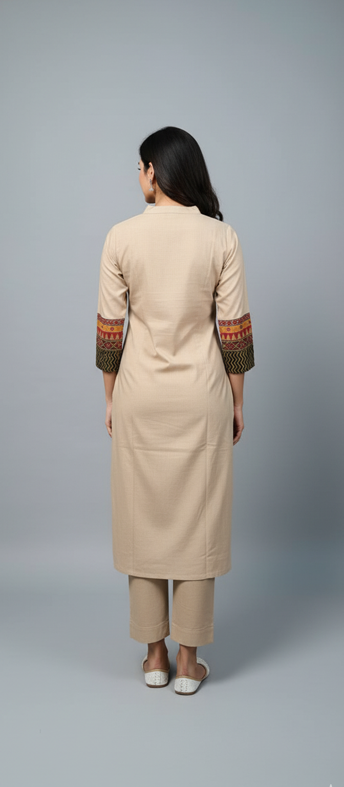 Cotton Embroidery Work Kurti with Pant Set