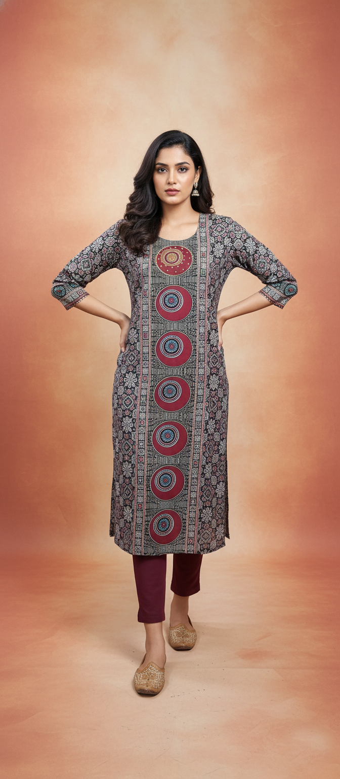 Premium Embroidery Work Ethnic Long Kurti