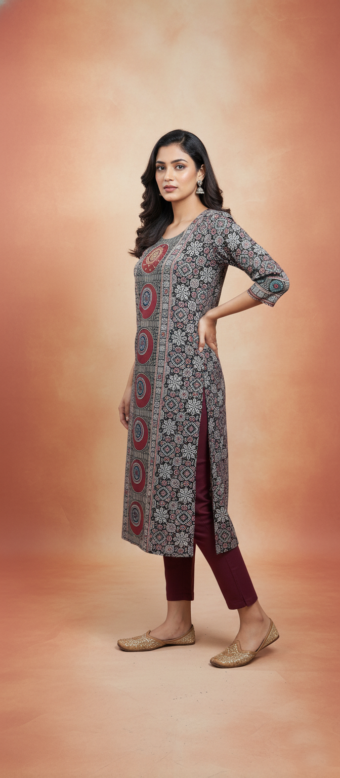 Premium Embroidery Work Ethnic Long Kurti