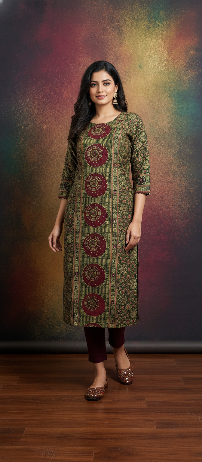 Premium Embroidery Work Ethnic Long Kurti